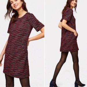 Loft Tweed Shift Dress Red Size XS